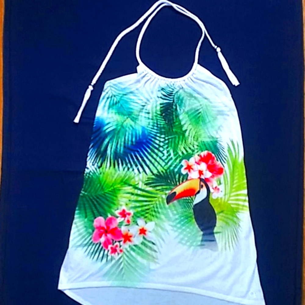 OP Tropical Print Halter Dress - Cover Up